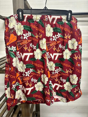 Wes & Willy Virginia Tech Hokies Men's Floral Swim Trunk Floral Swim Trunk 2XL